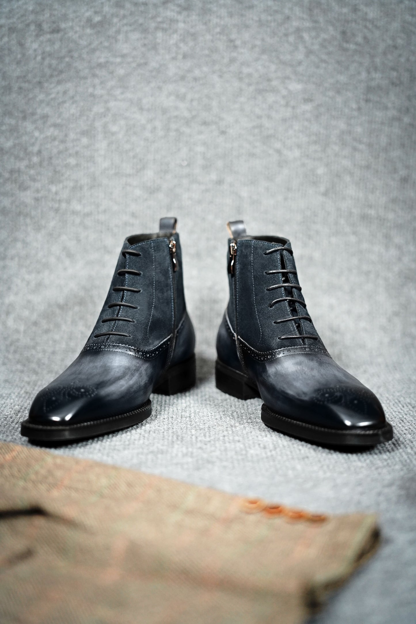 Hollo Navy Blue Lace-Up Boots