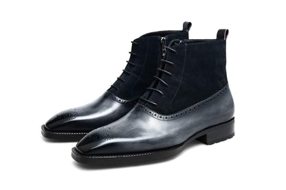 Hollo Navy Blue Lace-Up Boots