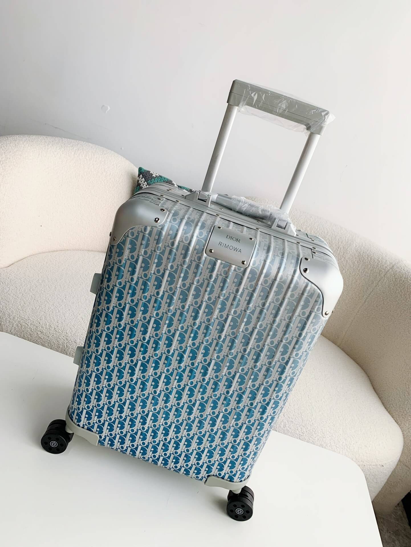 DIOR AND RIMOWA Carry-On Suitcase - Blue Dior Oblique Aluminum