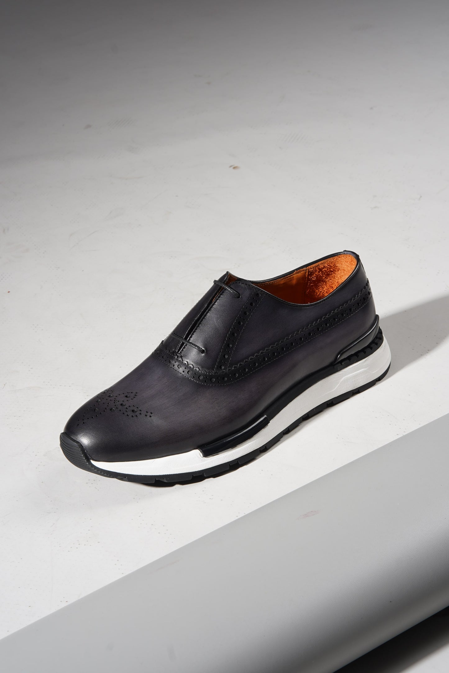 Men's Grey Leather Brogue Hybrid Sneakers