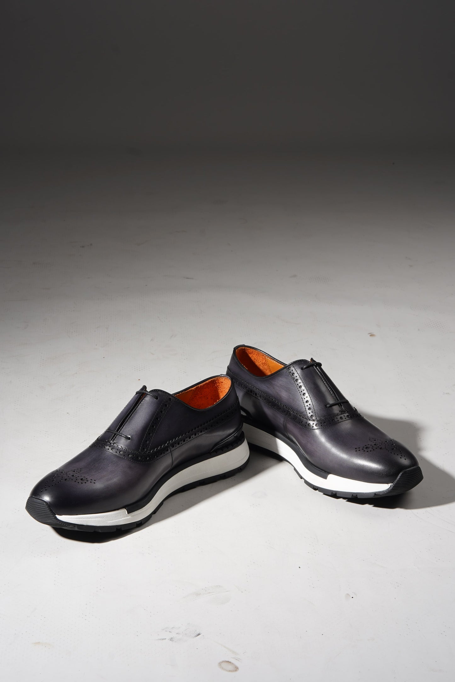 Men's Grey Leather Brogue Hybrid Sneakers