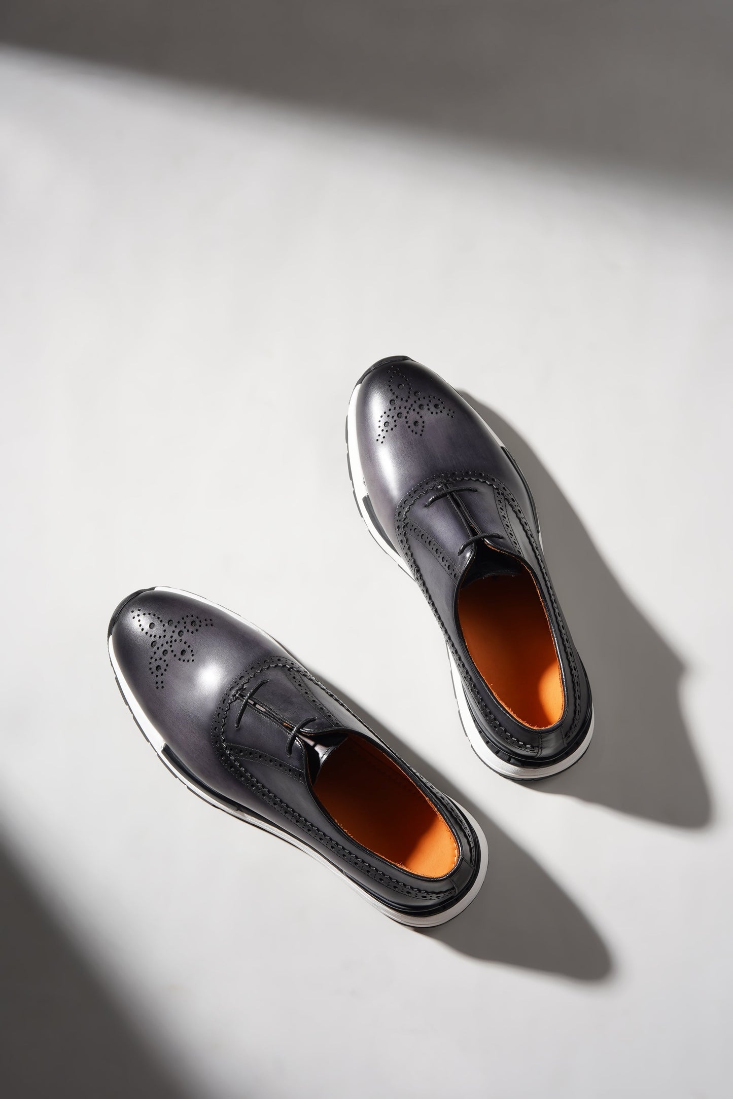 Men's Grey Leather Brogue Hybrid Sneakers