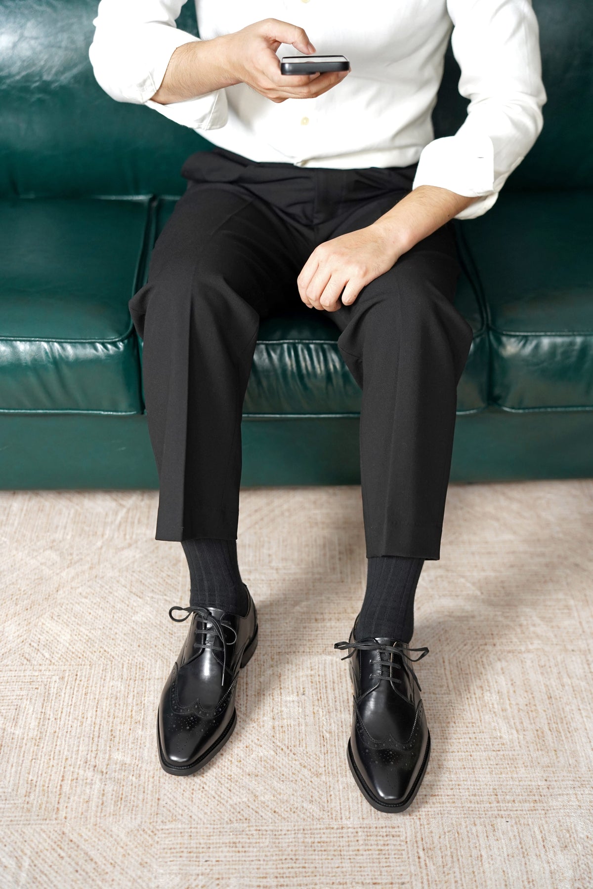 Genoa Wingtip Derby — Onyx Black Calfskin