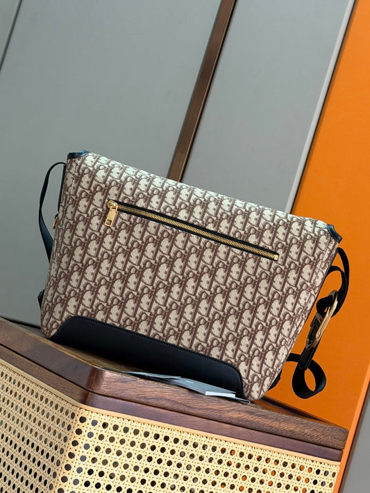 Mini Dior Jett Messenger Bag with Flap - Brown Dior Oblique Jacquard