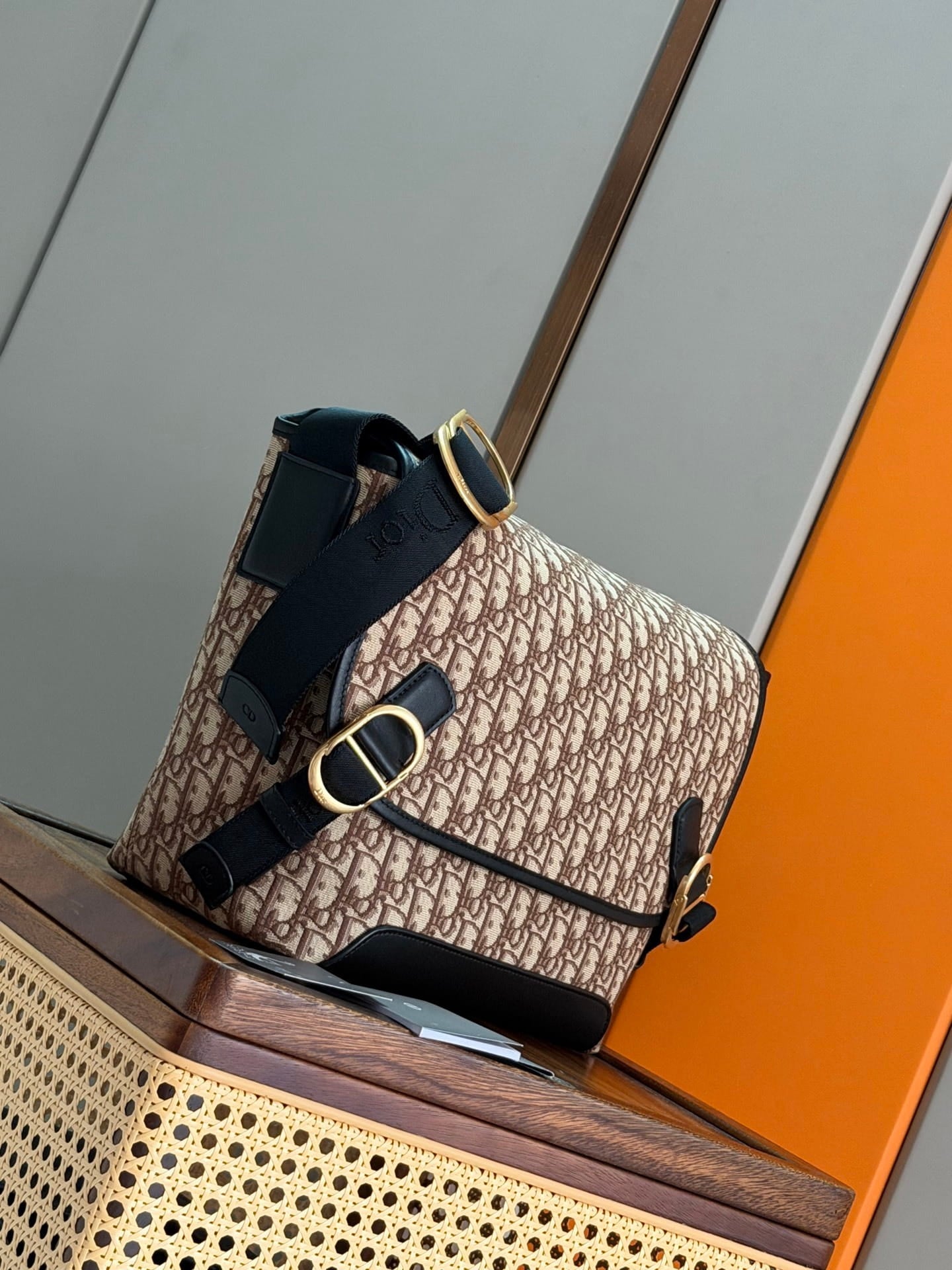 Mini Dior Jett Messenger Bag with Flap - Brown Dior Oblique Jacquard