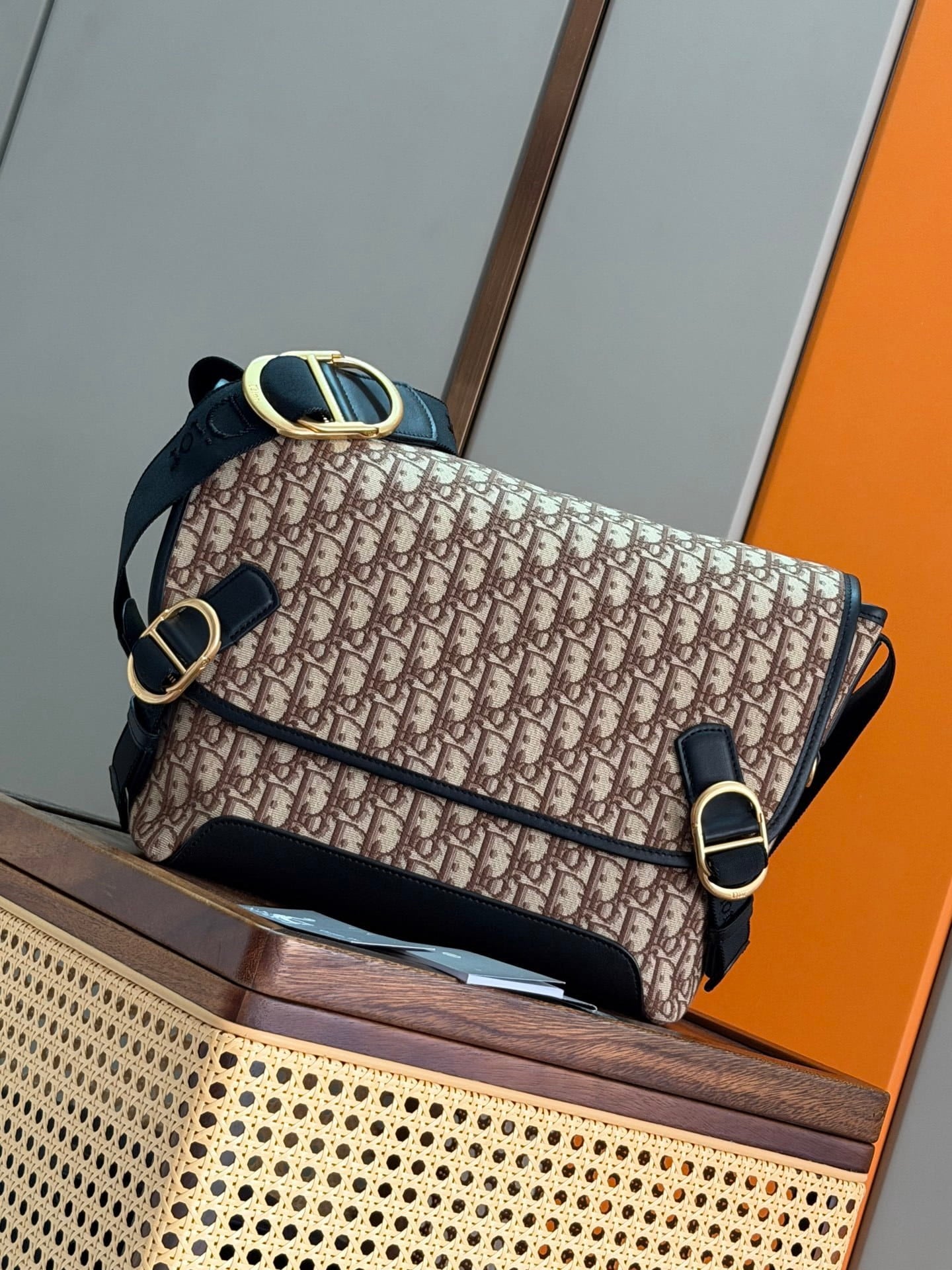 Mini Dior Jett Messenger Bag with Flap - Brown Dior Oblique Jacquard