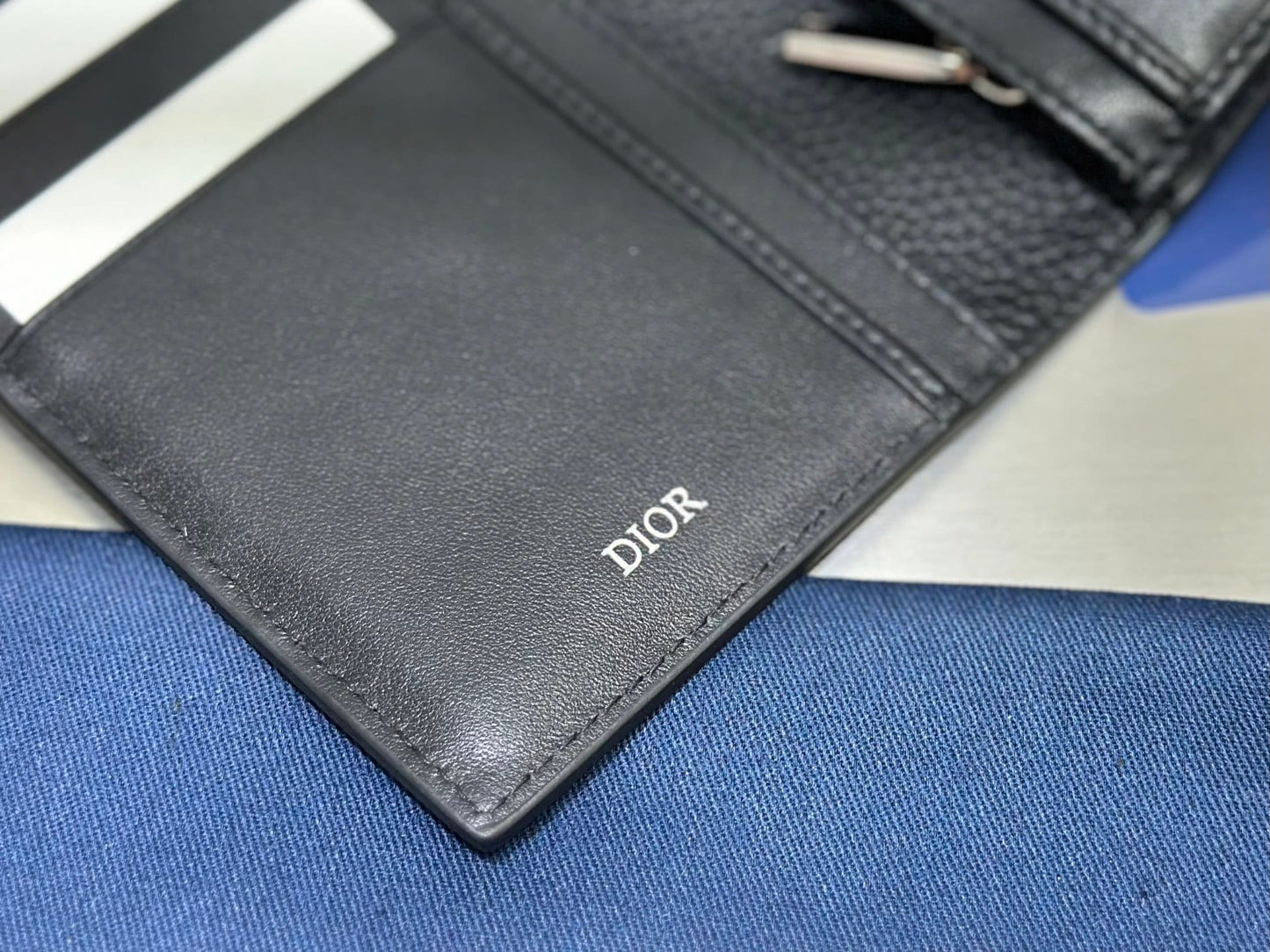 Dior Long Bifold Wallet - Beige & Black Oblique Jacquard Canvas