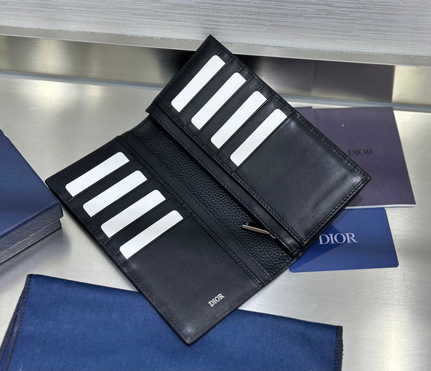 Dior Long Bifold Wallet - Beige & Black Oblique Jacquard Canvas