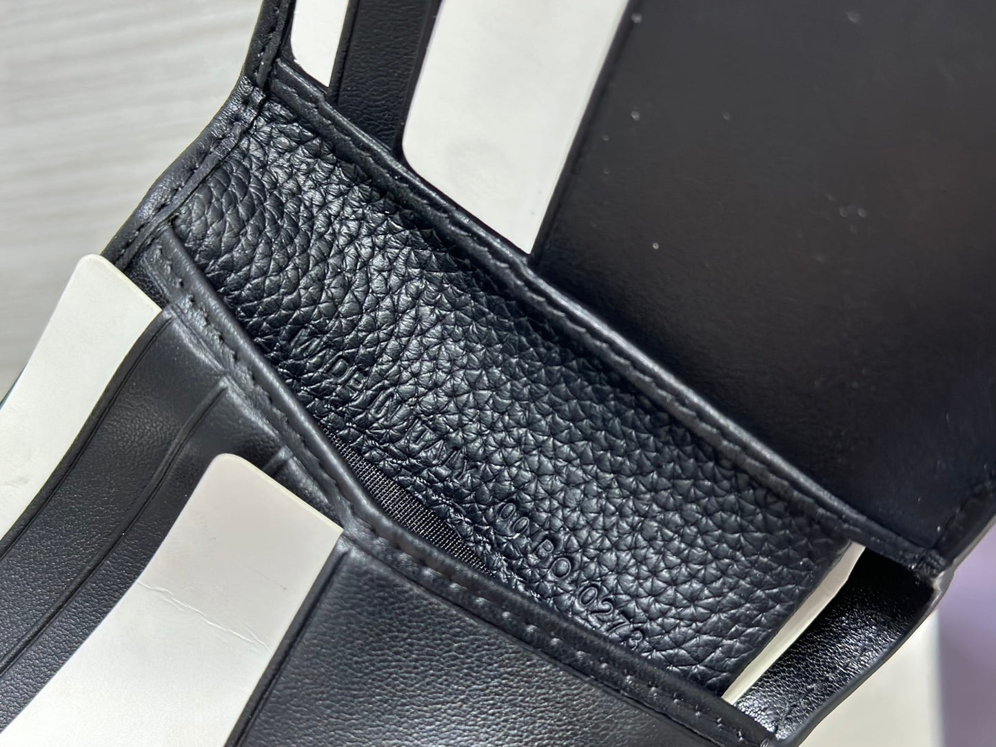 Dior Men's Black Grained Calfskin & Charcoal Oblique Jacquard Saddle Bifold Wallet