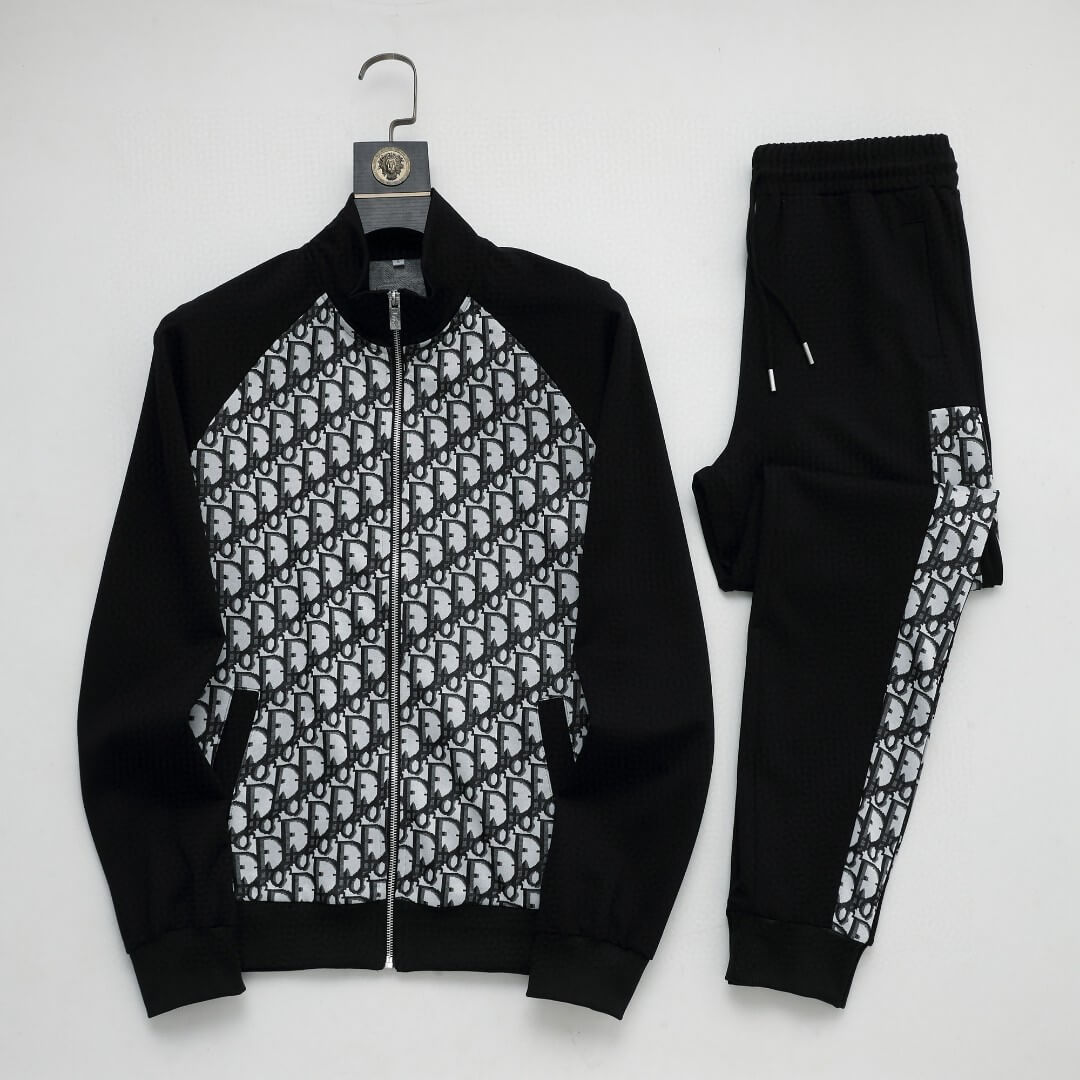 Dior Oblique Panel Technical Jersey Tracksuit Black