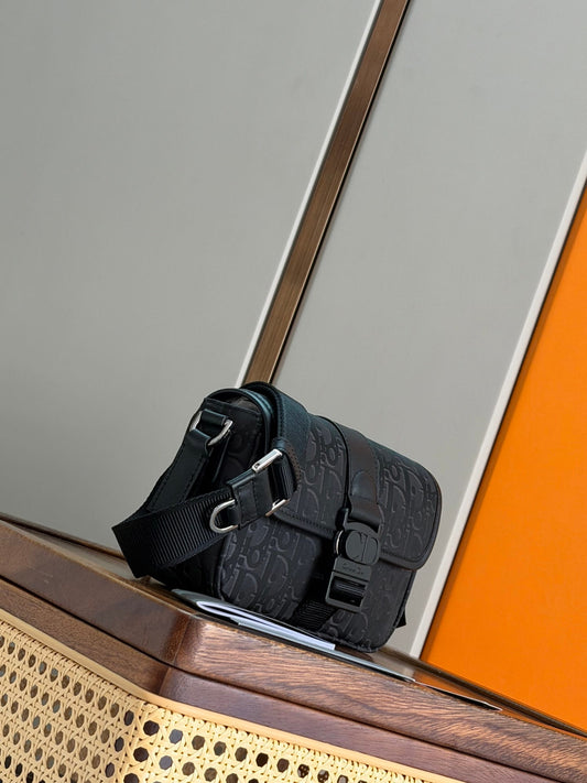 Dior Trek Messenger Bag with Flap - Black Dior Oblique Nylon