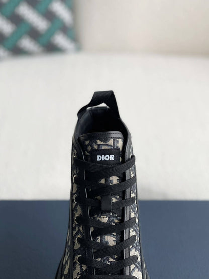 Dior B28 Black Beige Oblique High Top Trainer