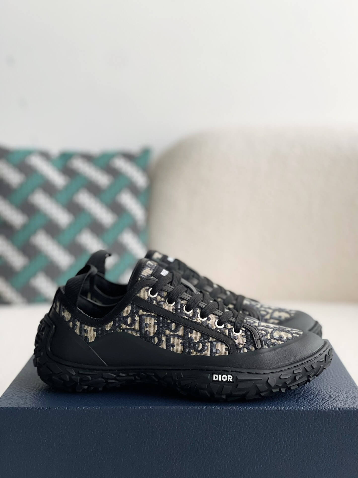 Dior B28 Black Beige Oblique Low Top Trainer