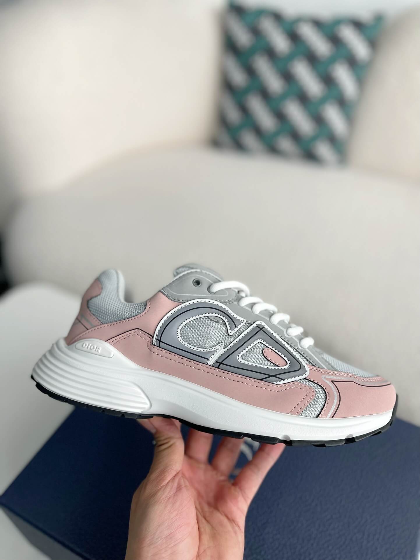 Dior B30 Grey Light Pink Sneakers