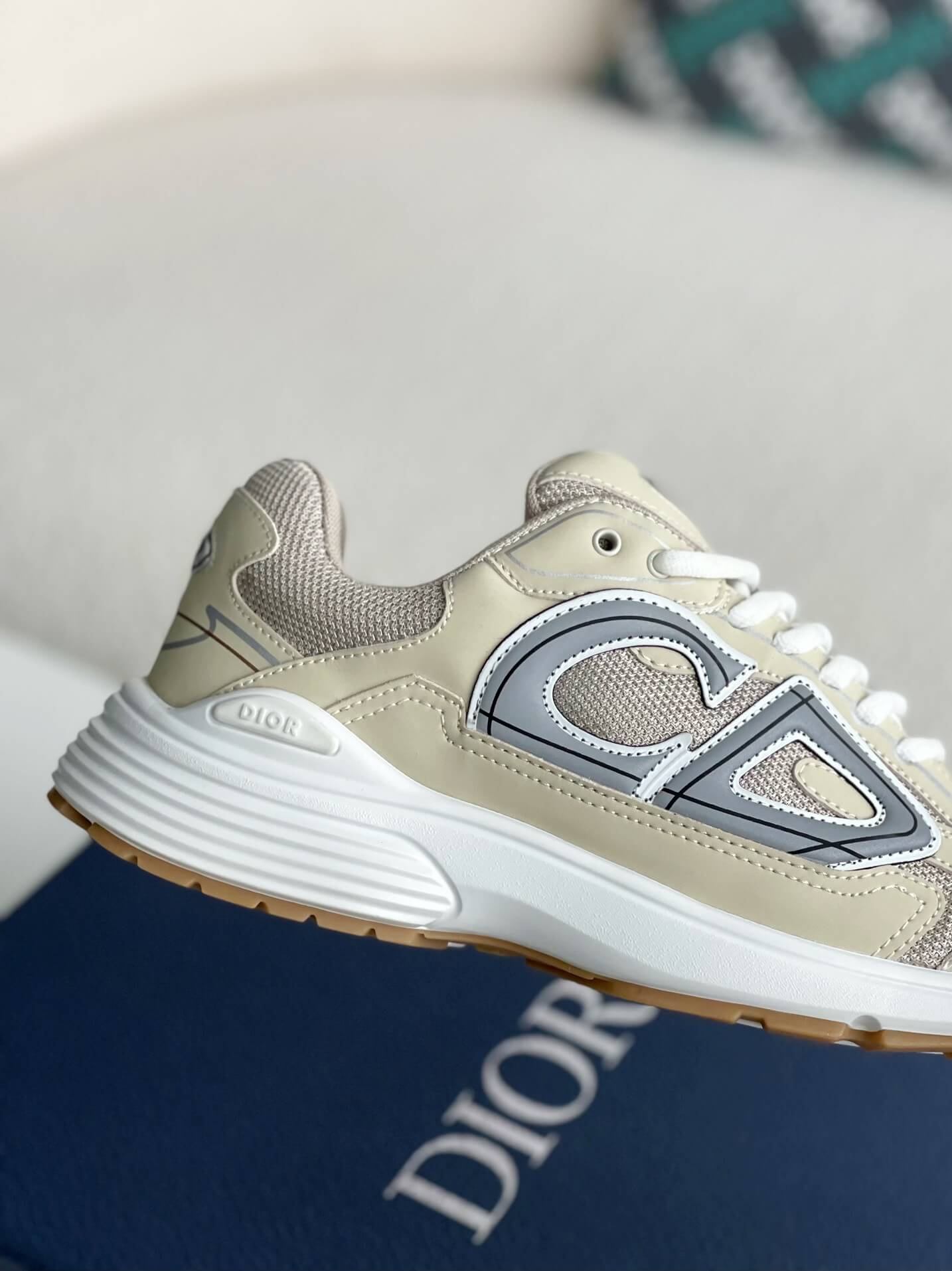 Dior B30 Low-Top Sneaker Cream Beige Technical Mesh and Smooth