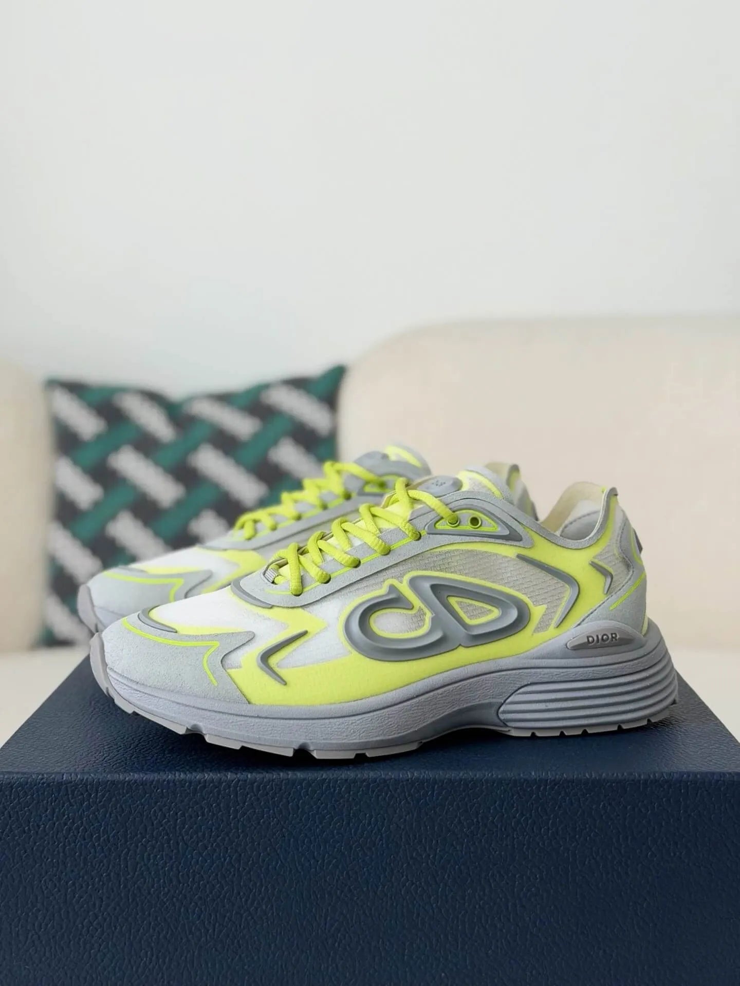 Dior B30 Sneaker – Grey & Neon Yellow