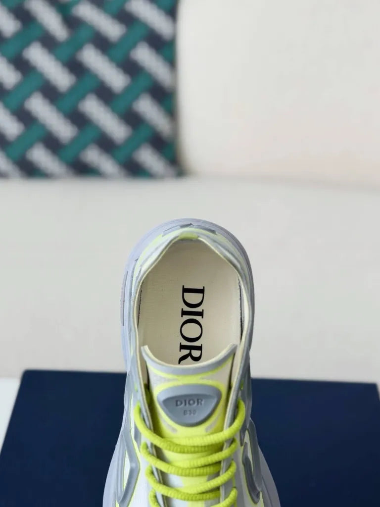 Dior B30 Sneaker – Grey & Neon Yellow