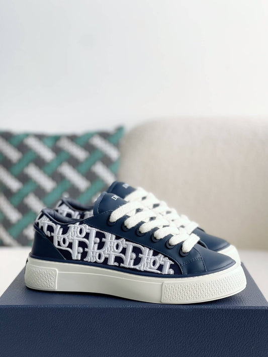 Dior B33 Smooth Calfskin Oblique Raised Embroidery Navy Blue Sneaker