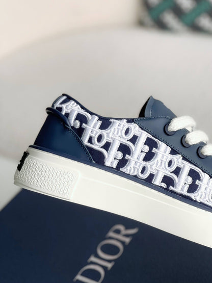 Dior B33 Smooth Calfskin Oblique Raised Embroidery Navy Blue Sneaker