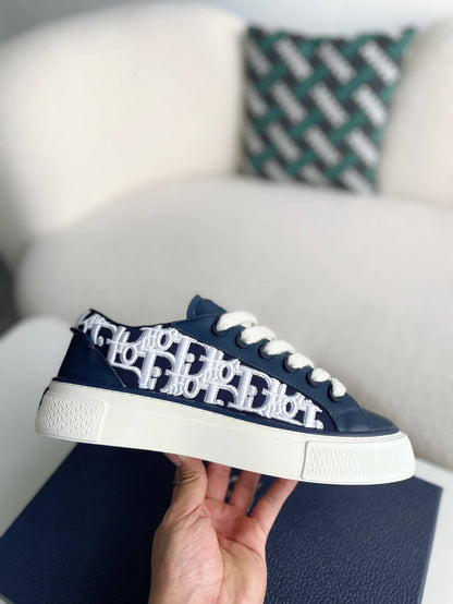 Dior B33 Smooth Calfskin Oblique Raised Embroidery Navy Blue Sneaker