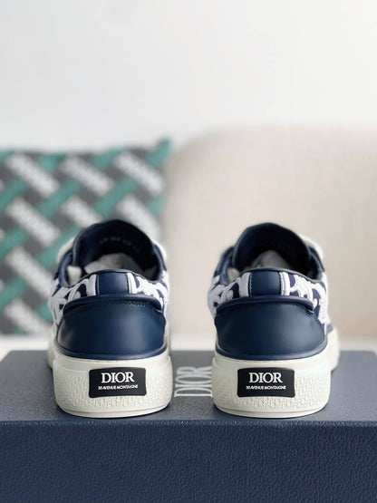 Dior B33 Smooth Calfskin Oblique Raised Embroidery Navy Blue Sneaker