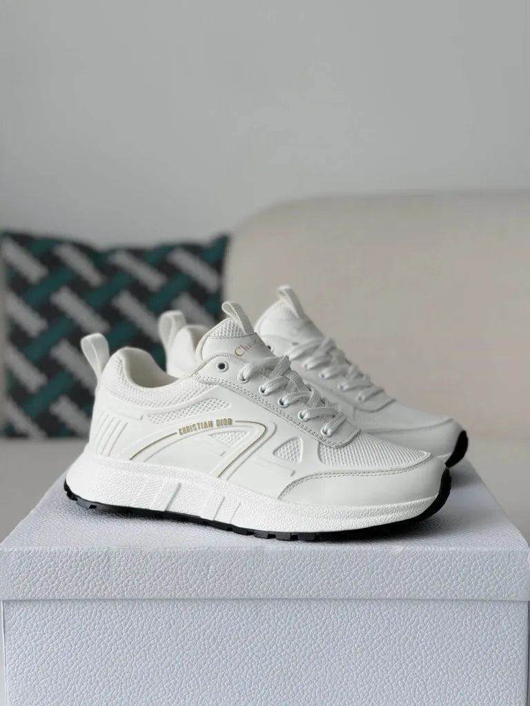 Dior Chrono Sneaker – All-White Technical Mesh & Leather