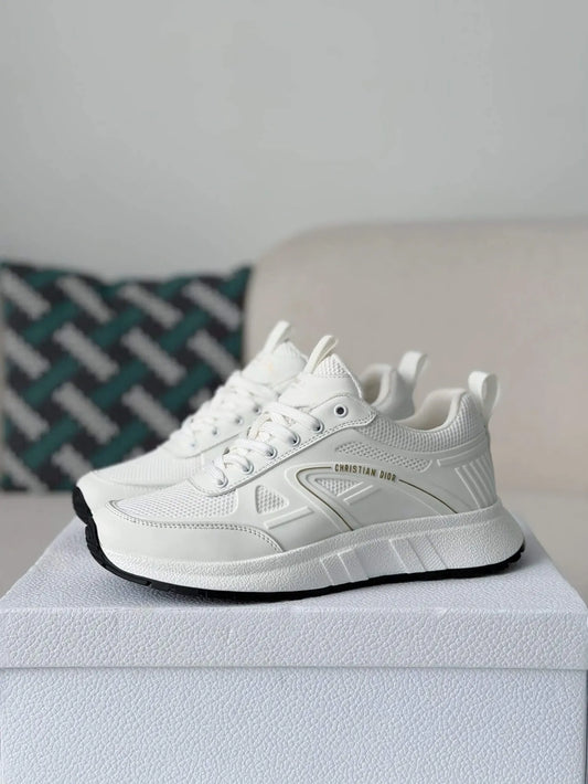 Dior Chrono Sneaker – All-White Technical Mesh & Leather