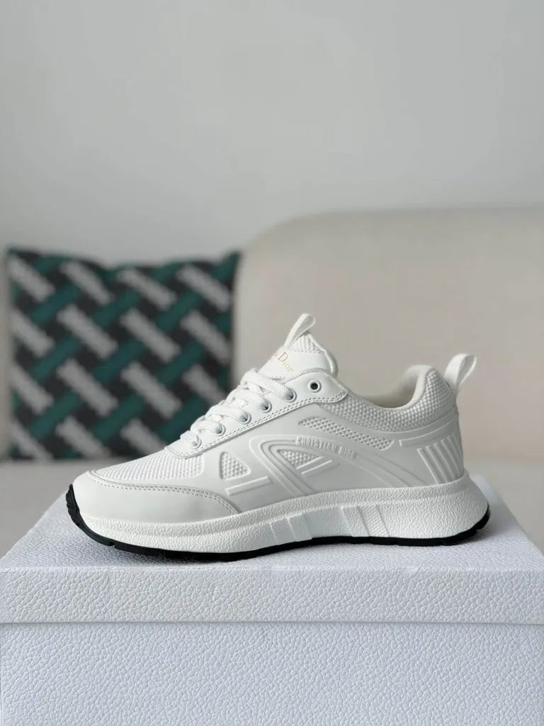 Dior Chrono Sneaker – All-White Technical Mesh & Leather