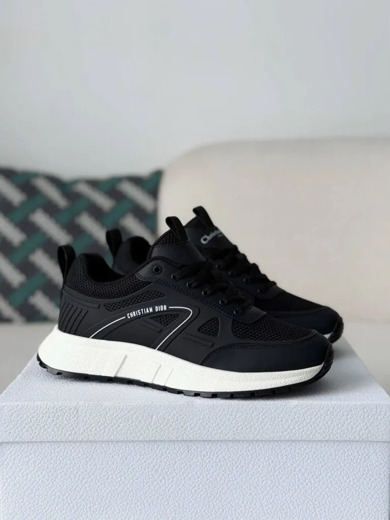Dior Chrono Sneaker – Black Technical Mesh & White Sole