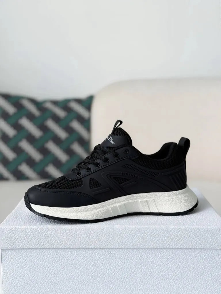 Dior Chrono Sneaker – Black Technical Mesh & White Sole