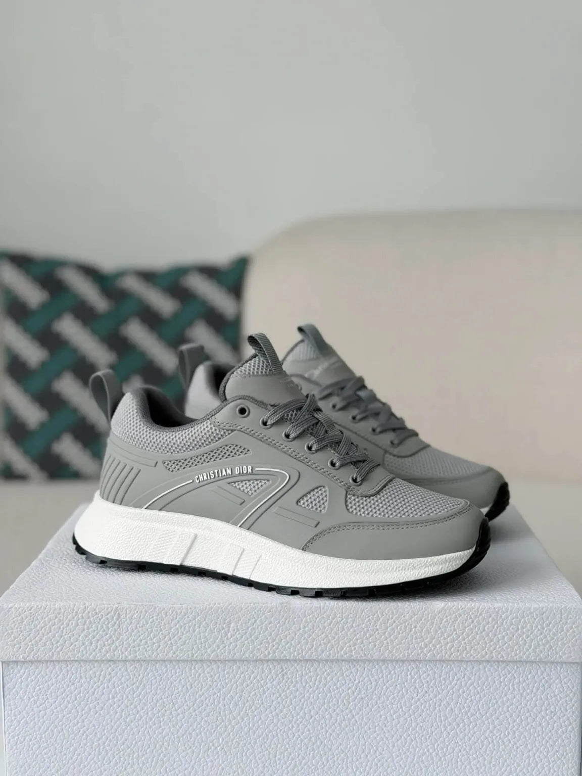 Dior Chrono Sneaker – Grey Technical Mesh & Leather