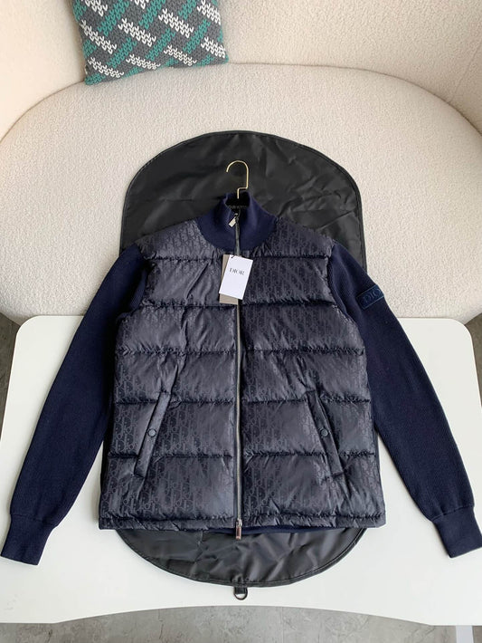 Dior Oblique Fleece-Daunenjacke in Marine