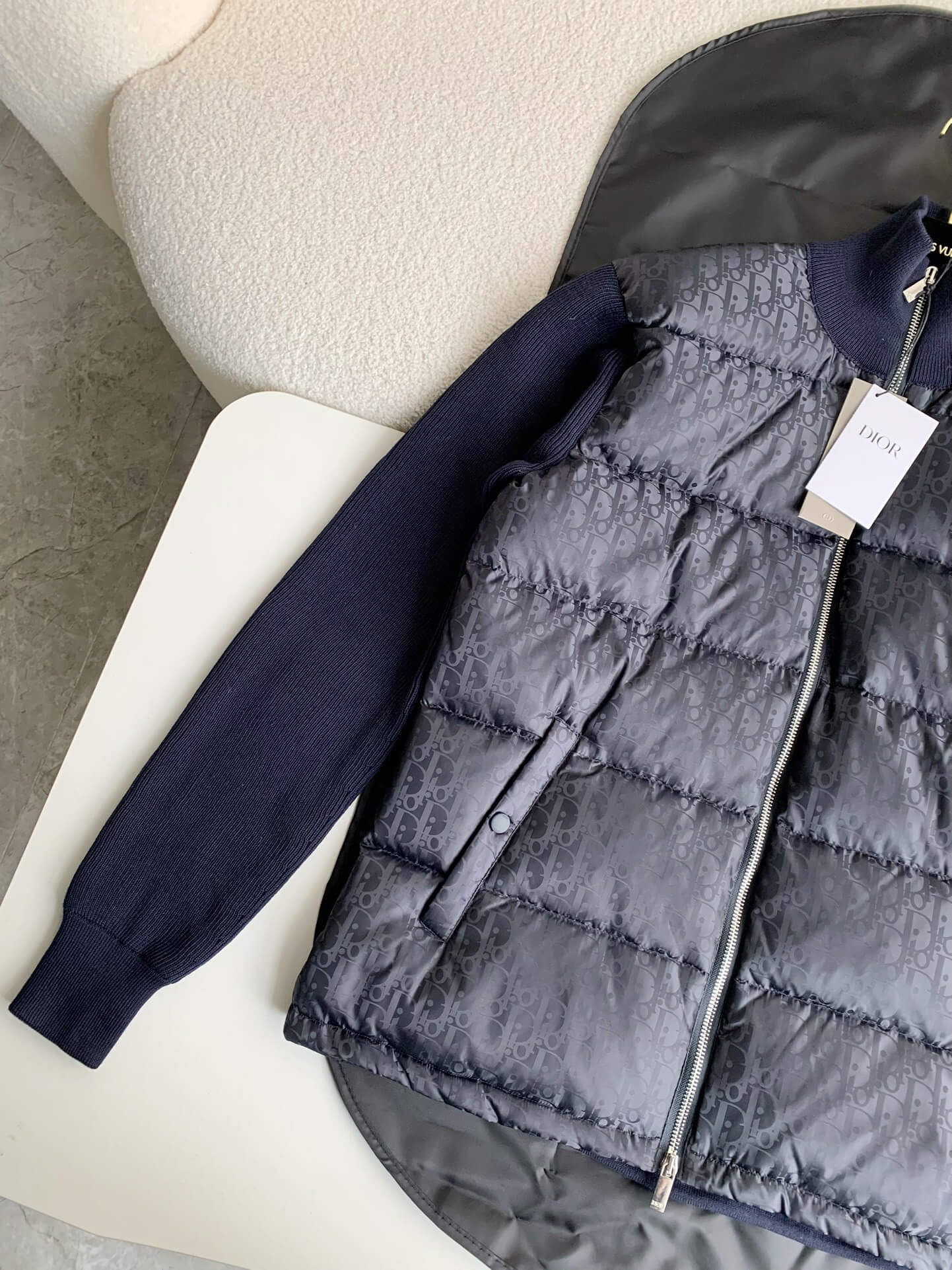 Dior Oblique Fleeced Navy Down Jacket