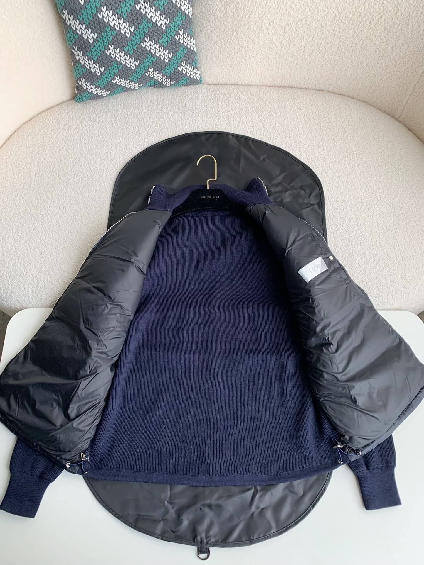 Dior Oblique Fleeced Navy Down Jacket