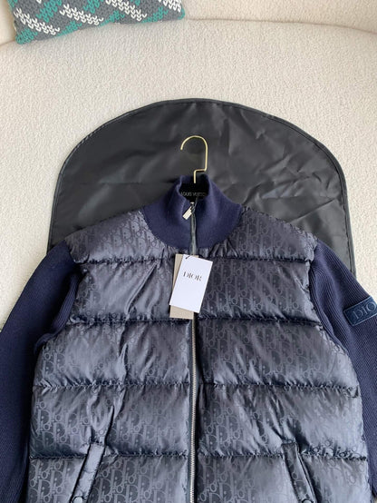 Dior Oblique Fleeced Navy Down Jacket