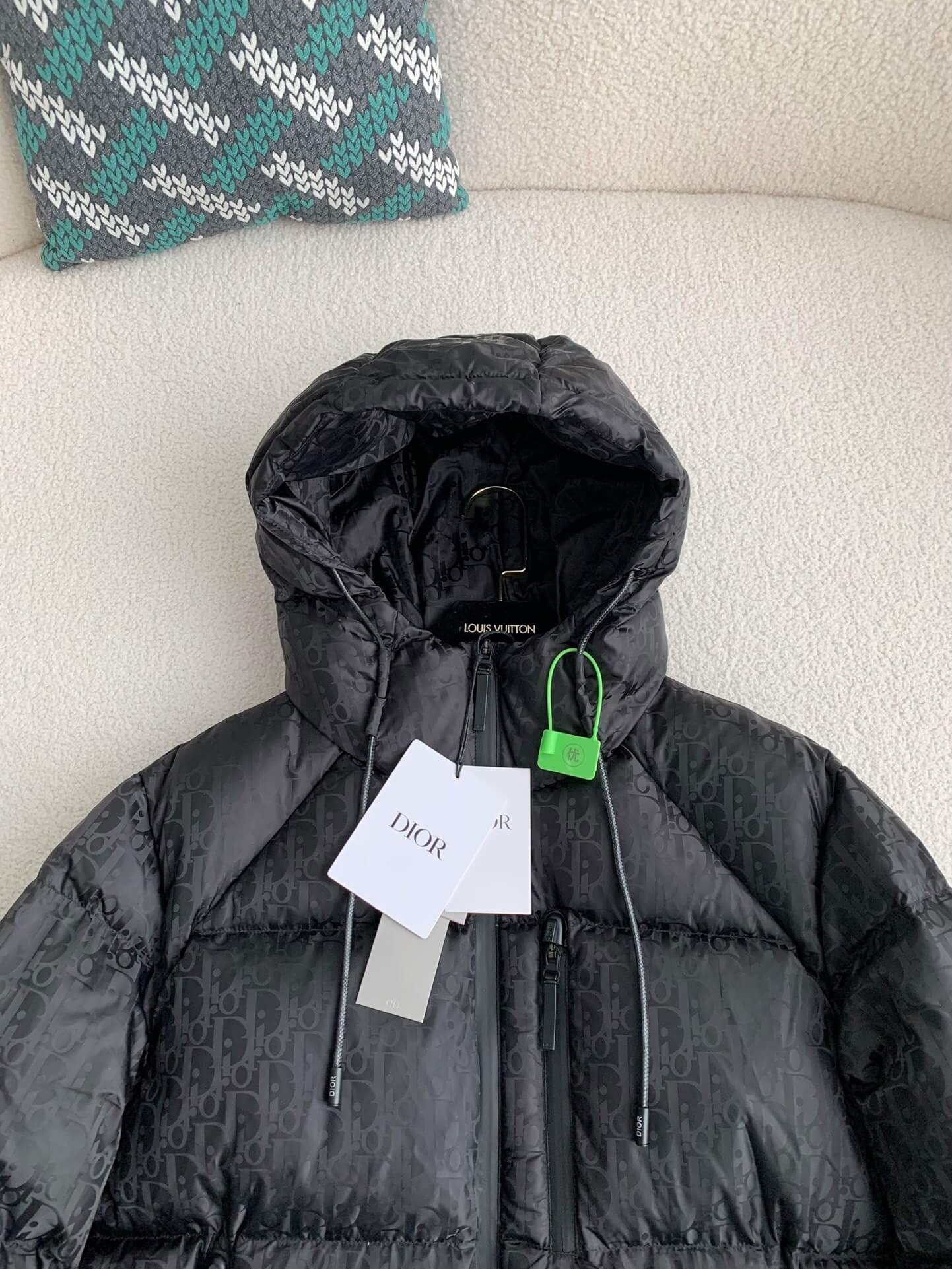 Dior Oblique Hooded Puffer Black Down Jacket