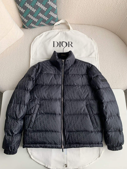 Dior Oblique Technical Jacquard Black Down Jacket