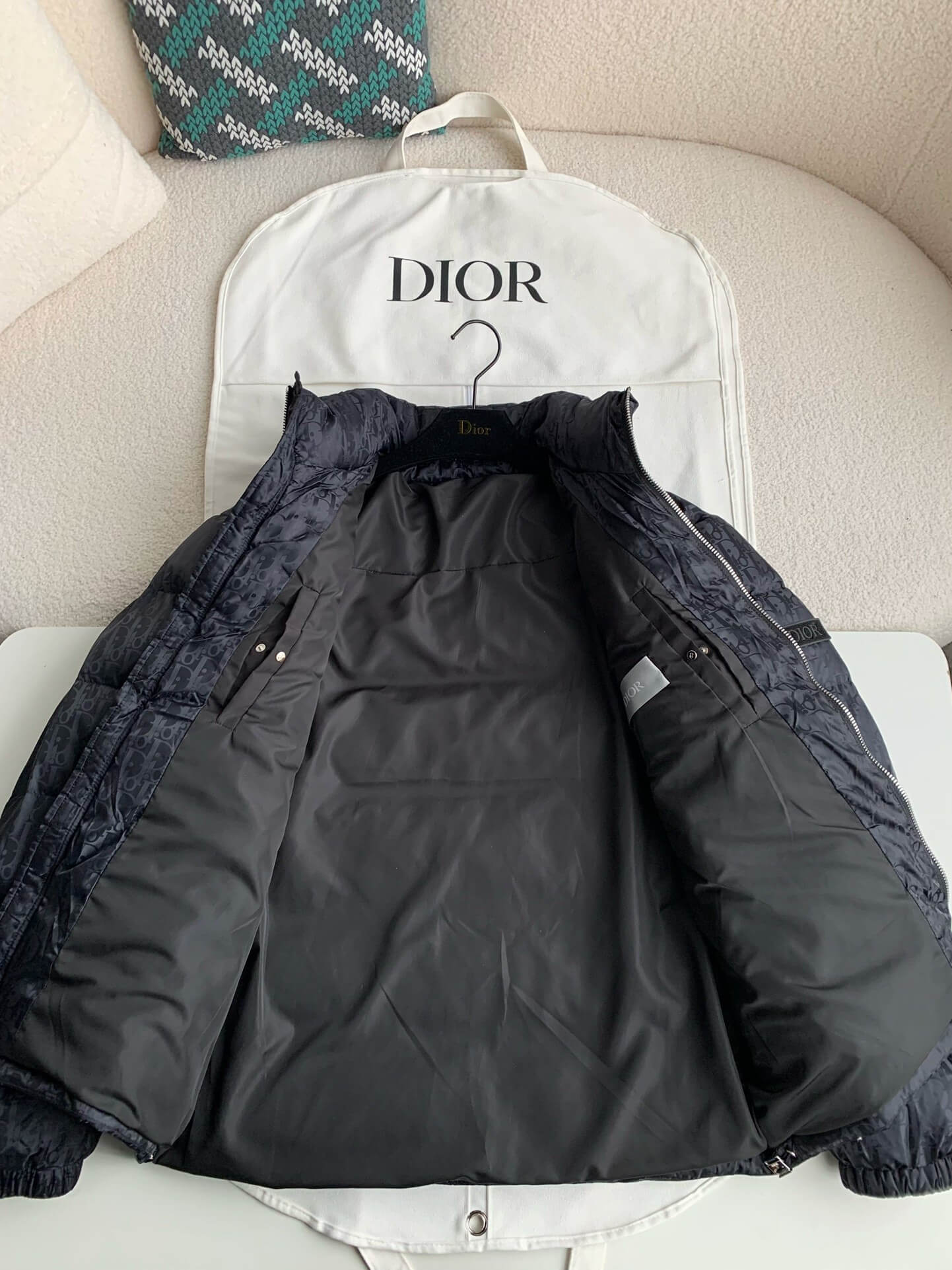 Dior Oblique Technical Jacquard Black Down Jacket