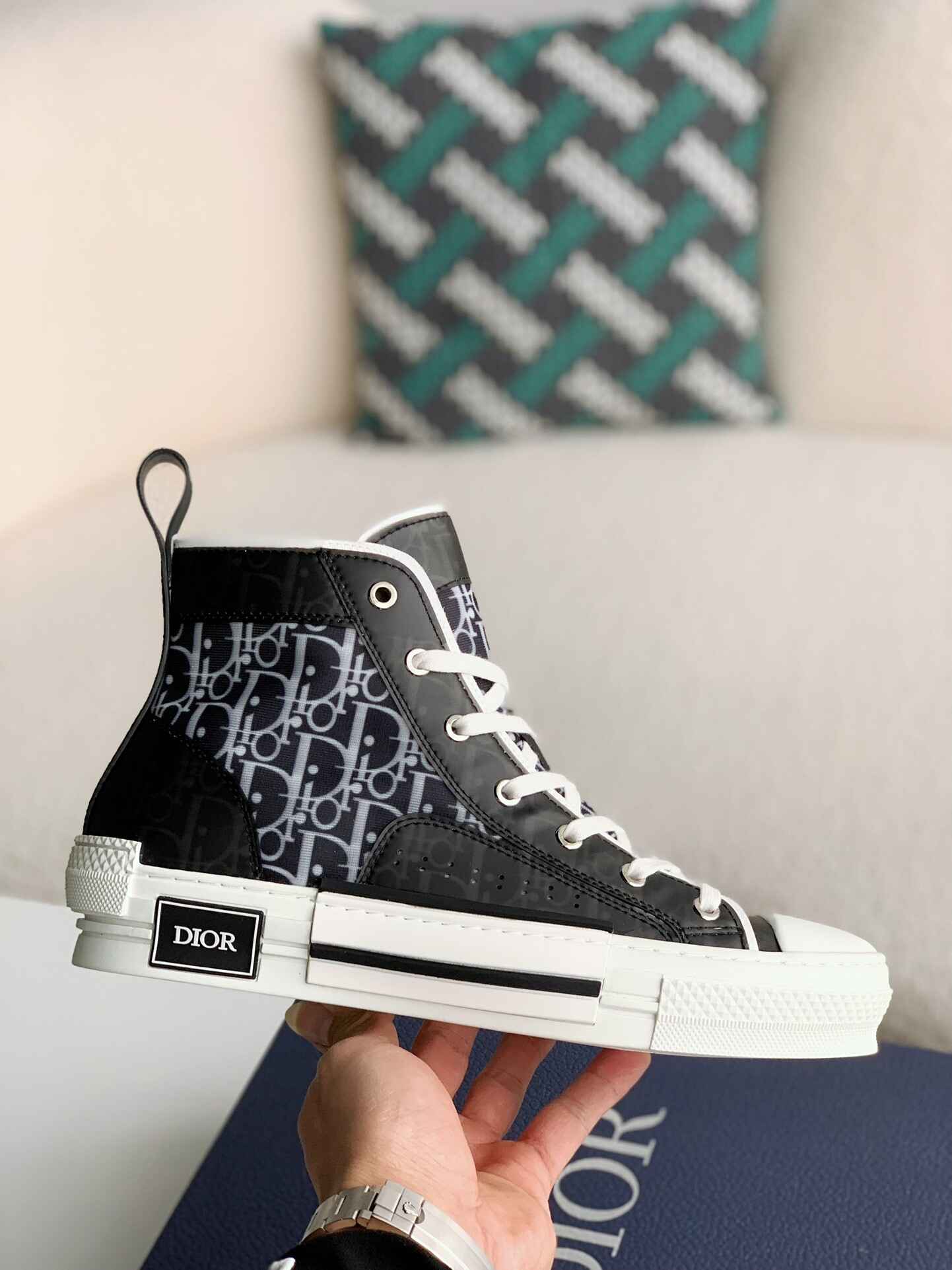 Dior Oblique B23 Black White High-Top Sneakers