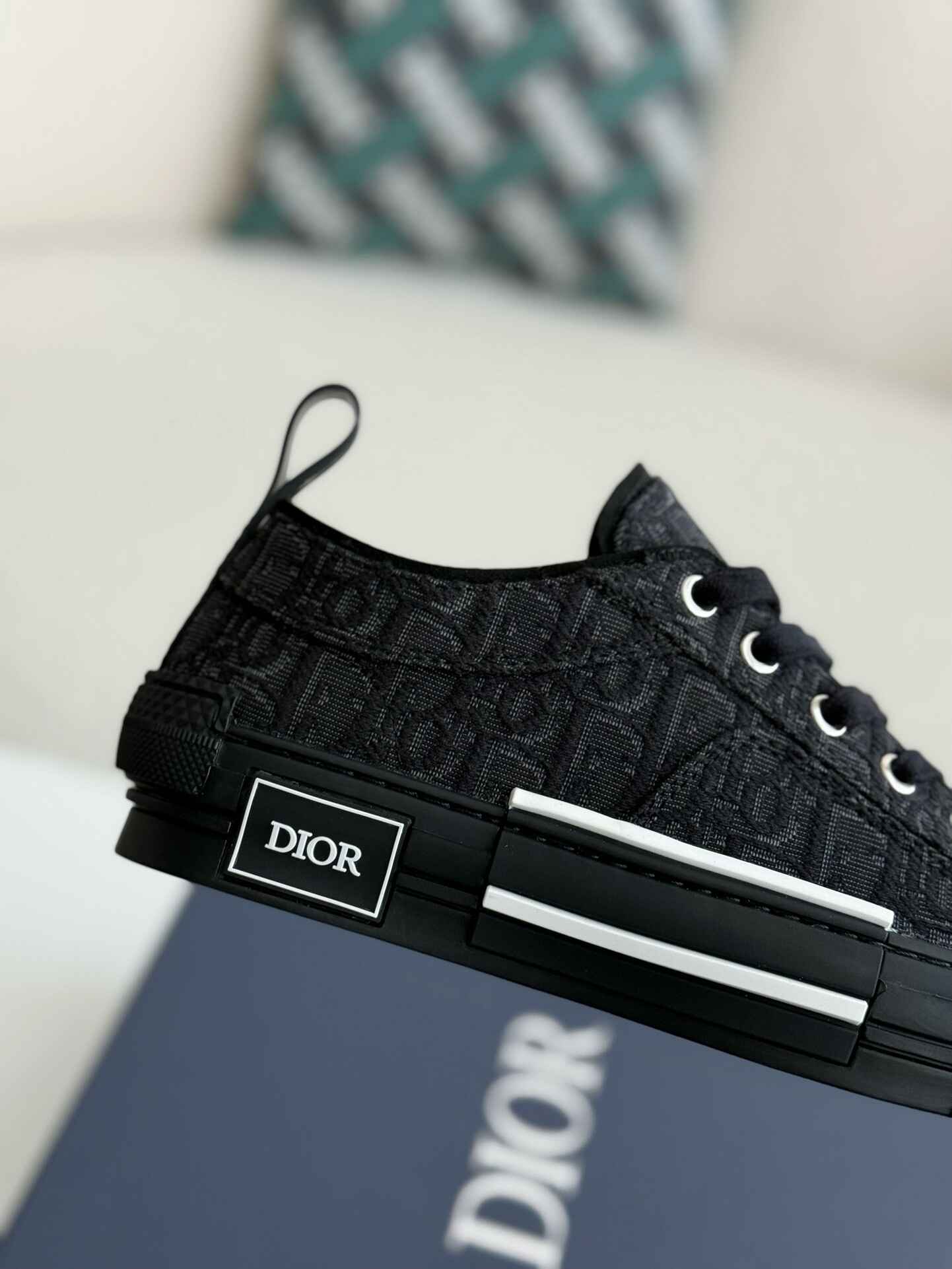 Dior B23 Low-Top Sneaker in Black Dior Oblique Jacquard (Black Sole Version)