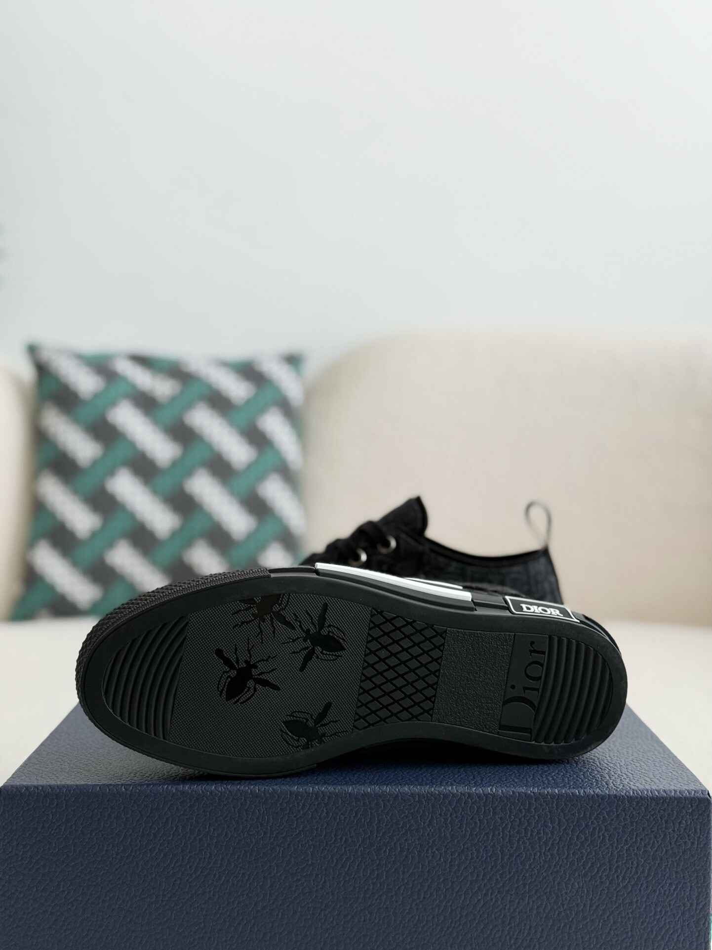 Dior B23 Low-Top Sneaker in Black Dior Oblique Jacquard (Black Sole Version)
