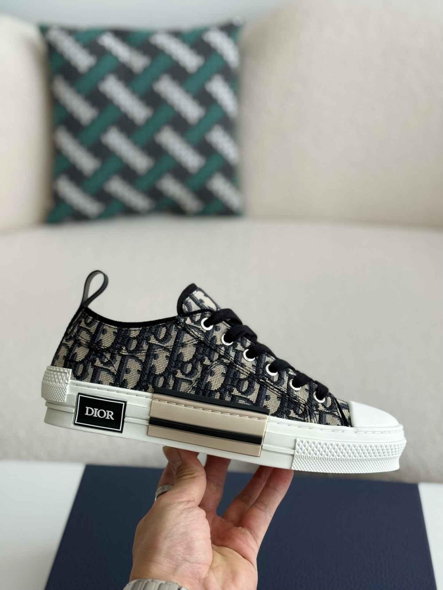 Dior B23 Low-Top Sneaker in Black Dior Oblique Jacquard – HolloShoe