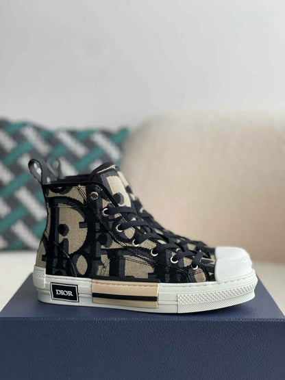 Dior B23 Beige Black High-Top Sneakers