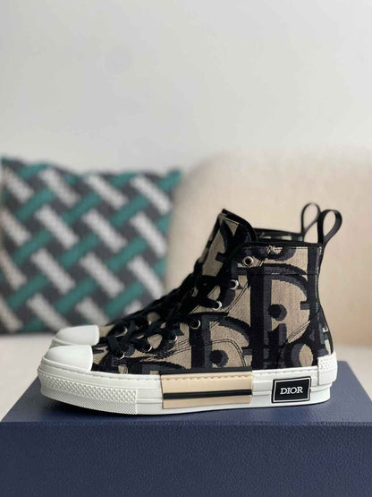 Dior B23 Beige Black High-Top Sneakers