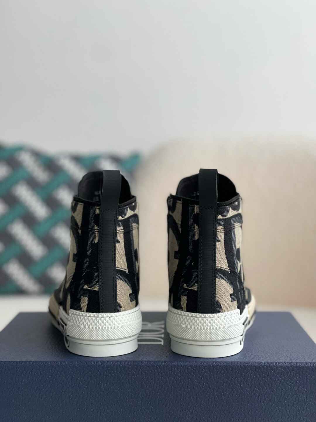 Dior B23 Beige Black High-Top Sneakers