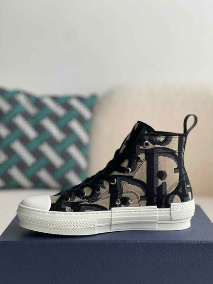 Dior B23 Beige Black High-Top Sneakers