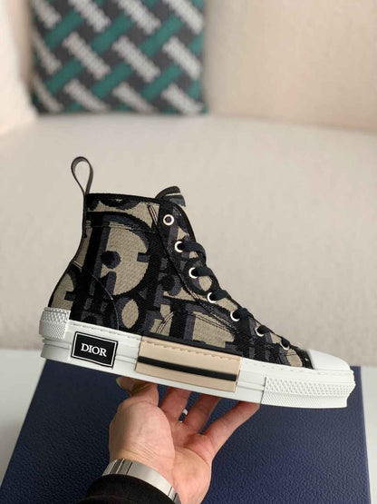 Dior B23 Beige Black High-Top Sneakers