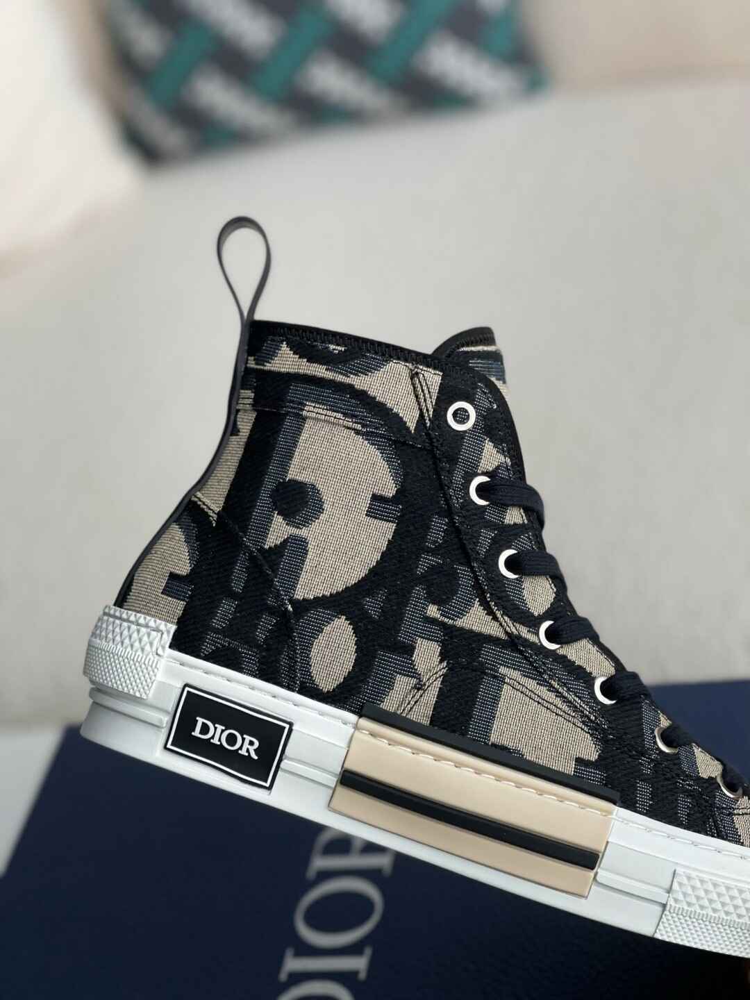 Dior B23 Beige Black High-Top Sneakers