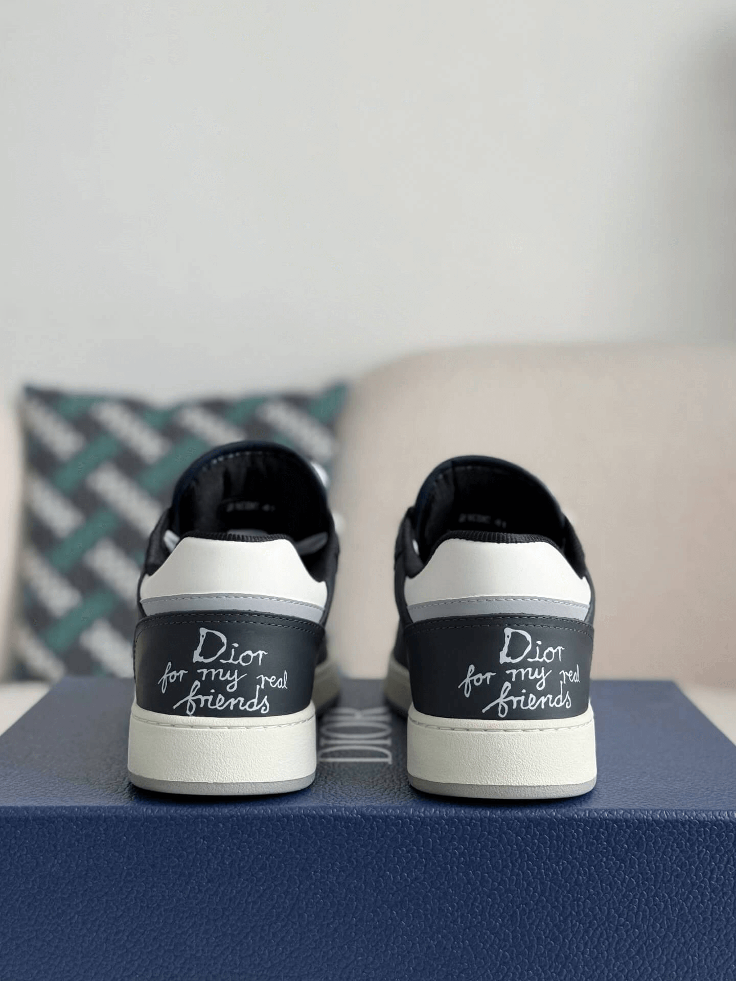 Dior B27 Low-Top Sneaker Navy and White Smooth Calfskin with White Dior B27 Low-Top Sneaker Navy and White Smooth Calfskin with White