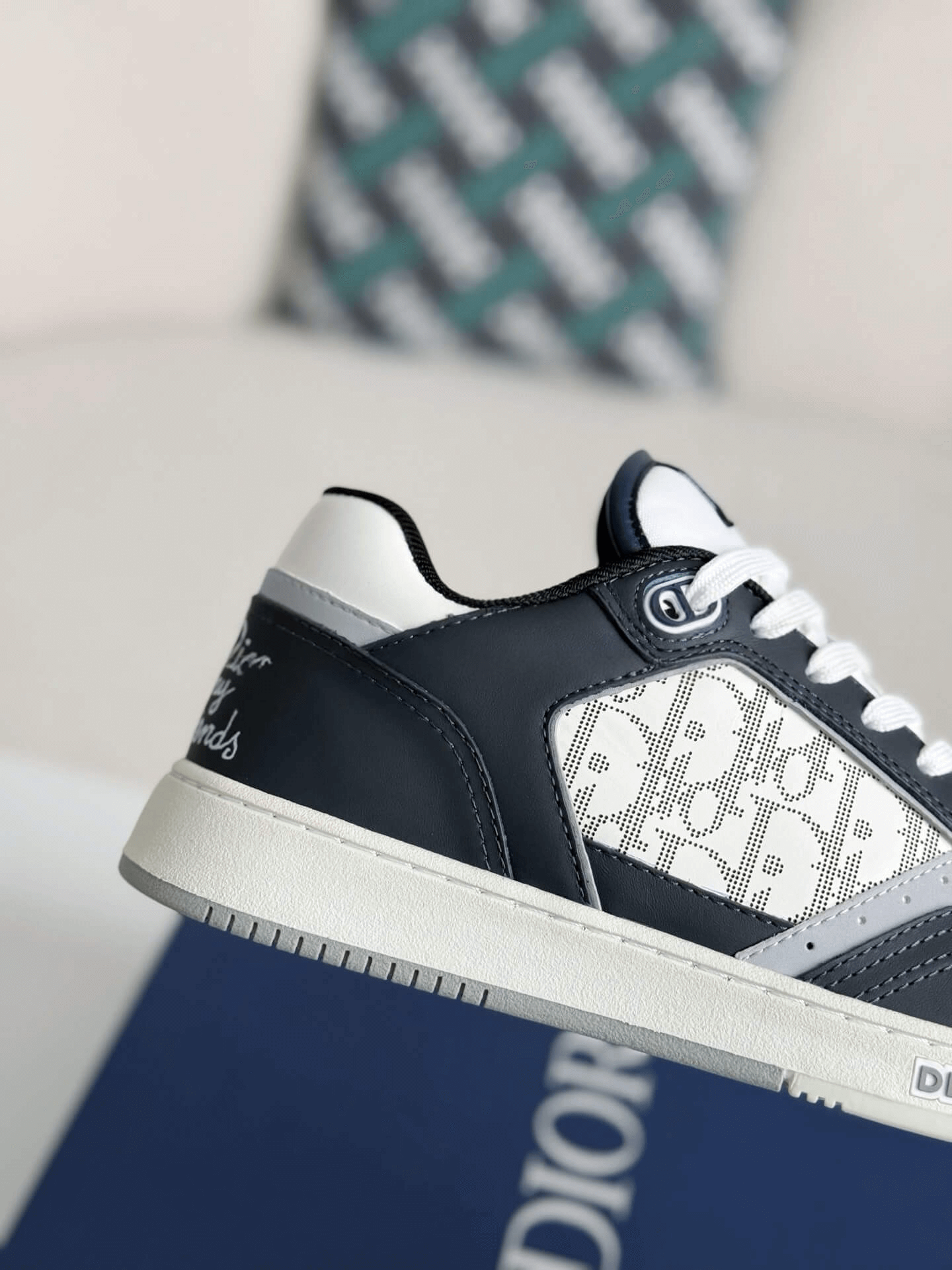 Dior B27 Low-Top Sneaker Navy and White Smooth Calfskin with White Dior B27 Low-Top Sneaker Navy and White Smooth Calfskin with White